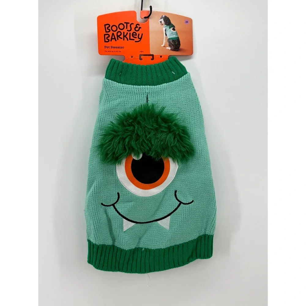 Boots & Barkley Green Monster Pet Sweater Dog Size Medium NWT